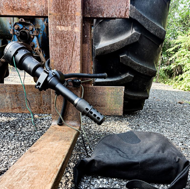Dagger Disrupter anchored to a steel structure in the field