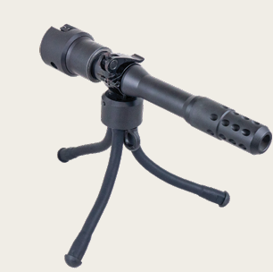 Dagger Disrupter mounted on its tripod stand
