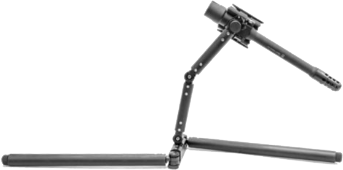 Scabbard Stand built from aircraft-grade aluminium, articulations extended with the disrupter barrel mounted